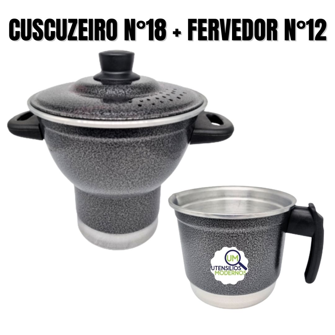 Cuscuzeiro Nordestino Aluminio Craqueado nº18 4 Porções Fervedor nº12 1 Litro